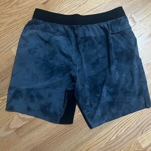 Lululemon T.H.E. Short Linerless 9" Diamond Dye Blue Charcoal Black Sz L ( XXL)